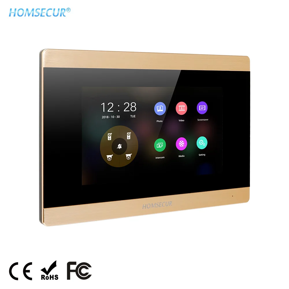 HOMSECUR BM715HD-G 7 &quotTFT ЖК-монитор для домофона сенсорный экран 1024 × 600 + адаптер питания