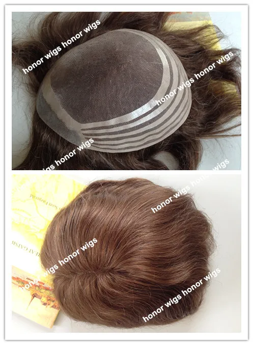 

Indian npu mono lace in the middle 6 inches customize wave men toupee