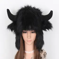Бесплатная доставка Лось bull дизайн шапки из искусственного меха животных зимние теплые забавные Шапки розничная продажа