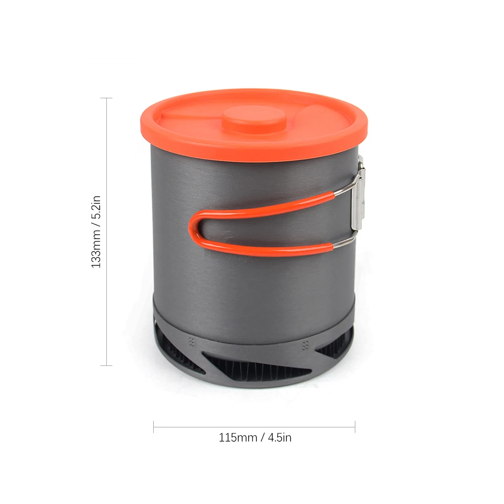 1L XK6 Camping olla calor recoger intercambiador de olla taza Camping Picnic olla con mango plegable de aleación de aluminio