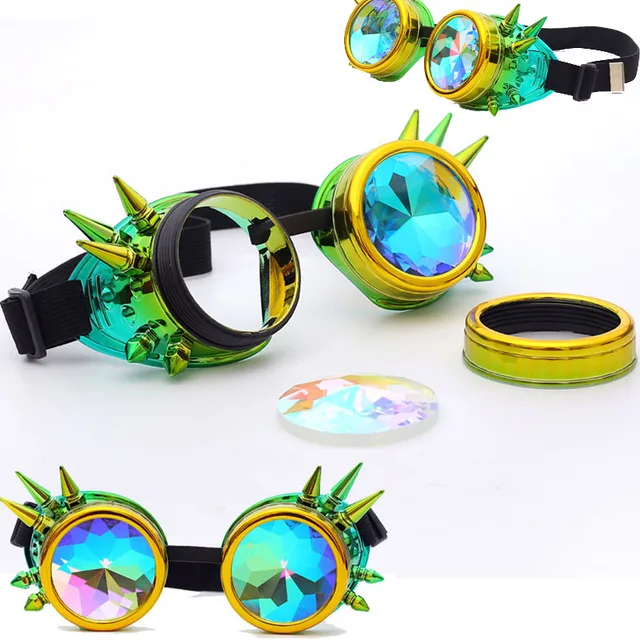Kaleidoscope Colorful Glasses Rave Festival Party EDM Sunglasses Diffracted Lens Steampunk Goggles 4