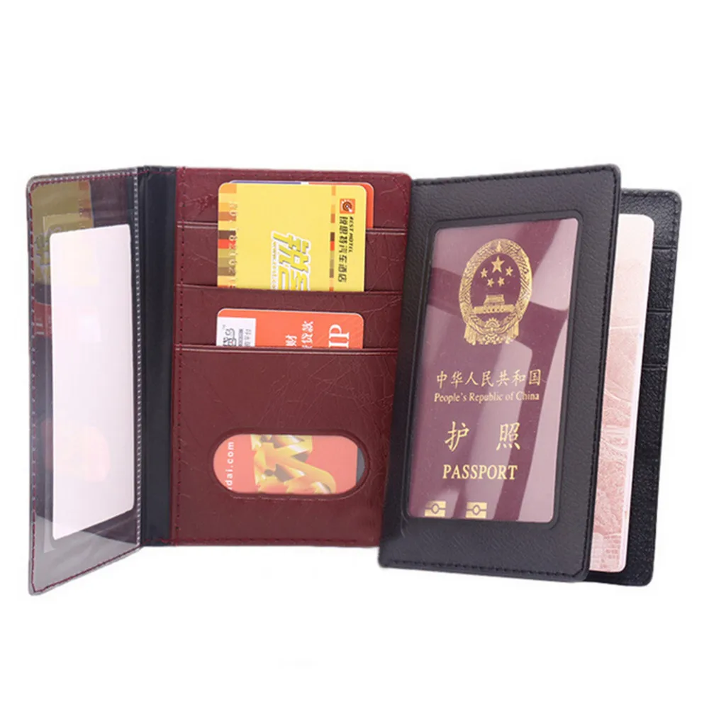 

New Clear Window Russia Passport Cover PU Leather Clear Card ID Holder Case for Travelling Business Case Fashion