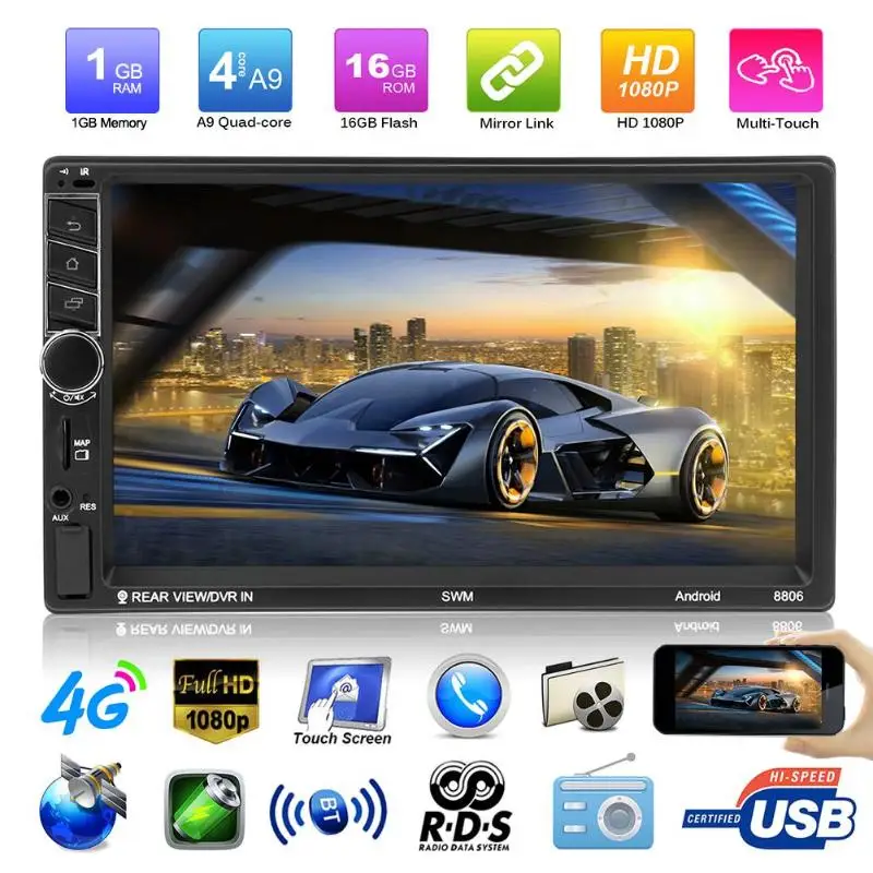 

7" HD Touch Screen 2 Din in-dash Bluetooth Android Car MP5 Player GPS Navigator USB AUX Audio Video Player FM Radio Autoradio