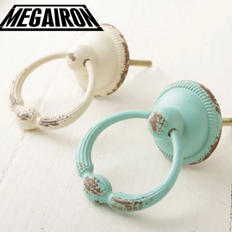 

MEGAIRON Vintage Kitchen Cabinet Pulls Zinc Alloy Cupboard Handles Dresser Knobs with Ring Drawer Handles with Screws