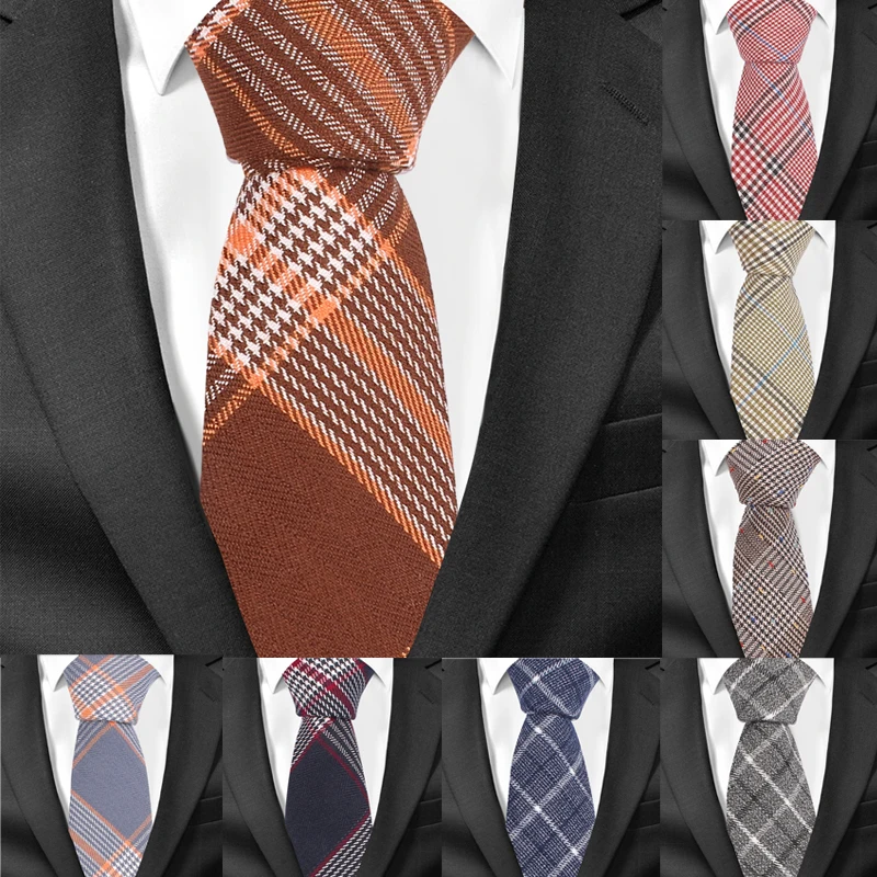 

Casual Plaid Men Tie Classic Cotton Neckties For Men Formal Skinny Ties For Wedding Party 6cm Width Groom Neck Ties Gravatas