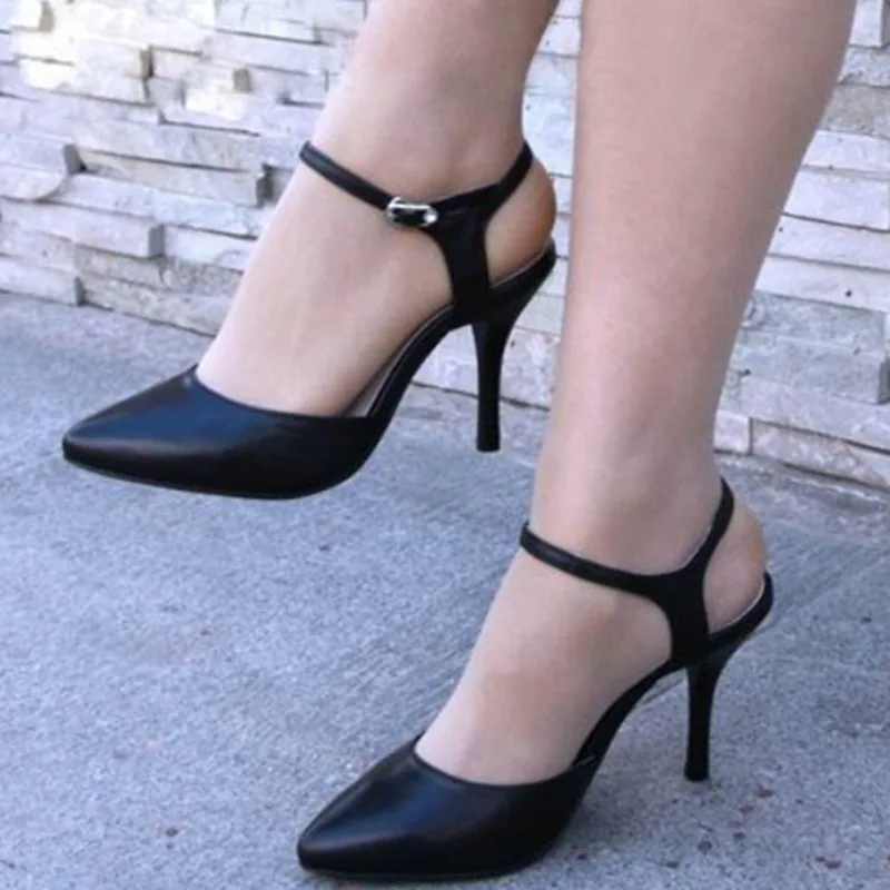 Women's Fashion Buckle strap Big Size Thin Heel (34 46) Low cut shoes