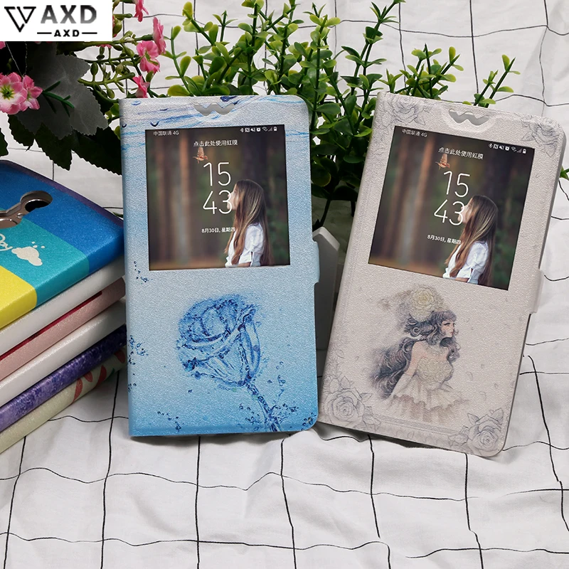 

Flip Window case for BQ 5065 Choice 5070 Magic 5201 Space Painting fundas protective Cartoon cover for 5504 Strike selfie max