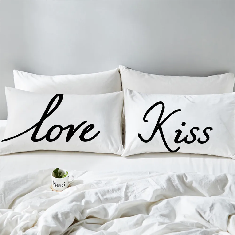 Парный Чехол на подушку ко Дню Святого Валентина, Наволочка на подушку с надписью «KING», «QUEEN», «LOVE KISS», Чехол на подушку из полиэстера, роскошная Наволочка на подушку для влюбленных, D45