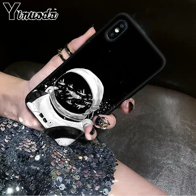 Black With White Moon Stars Space Astronaut