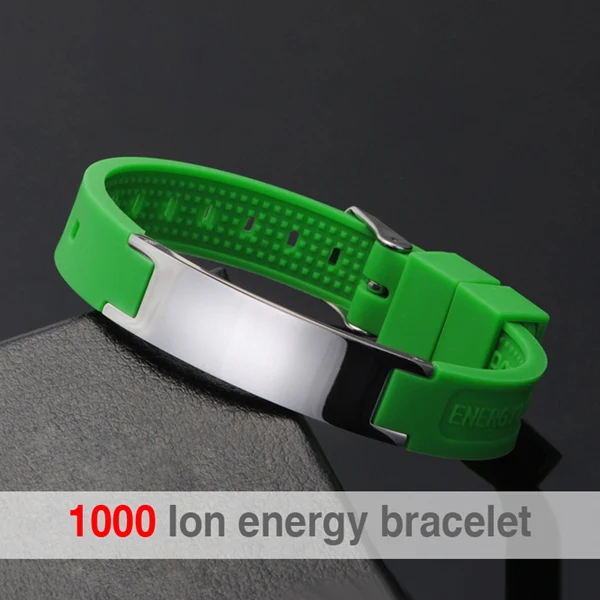 Hottime New Fashion Street Basketball Sports Silicone Bracelet Men Bio Magnetic Energy Titanium Steel Negative ION Bracelets - Окраска металла: Green