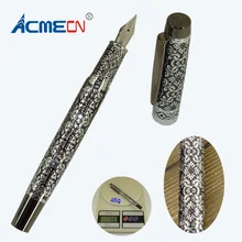 ФОТО acmecn hi-tech unique design deboss brass brand writing ink pen 46g metal heavy fashion liquid fountain pen office stationery 