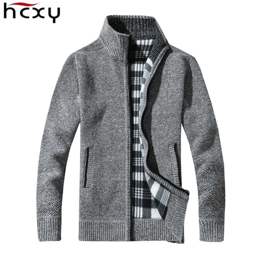 

HCXY Men Jacket 2017 Thick Velvet knitting Jacket Mens Winter Padded Knitted Casual Sweater Cardigan Coat Spring