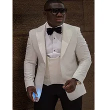 Модный мужской комплект белый топ и черные брюки тонкий мужской комплект пиджак по индивидуальному заказу+ брюки+ жилет