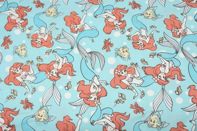 100*140 см с рисунком принцессы Русалочки хлопчатобумажные швейные ткани поделки ручной работы ремесло девушка постельные принадлежности дома Швейные девушка