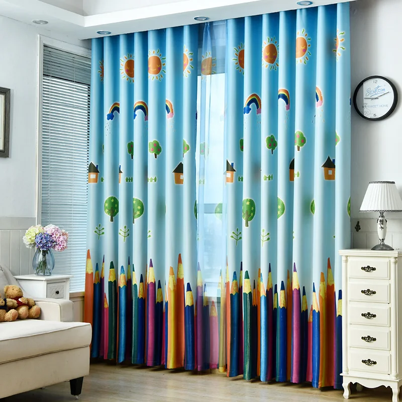 rainbows and pencils children curtains baby room curtains for living room the bedroom blackout curtains for - Blackout Shades For Baby Room rainbows and pencils children curtains baby room curtains for living room the bedroom blackout curtains for - Blackout Shades For Baby Room