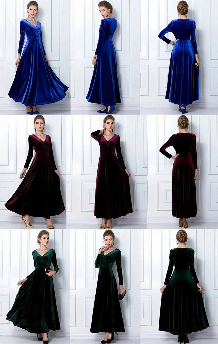 cocktail and party long sleeve velvet dress