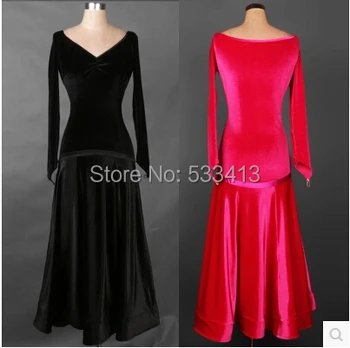 

Ballroom dance costume senior sexy deep V neck Velvet ballroom dance dress for women ballroom dance competition costume dress