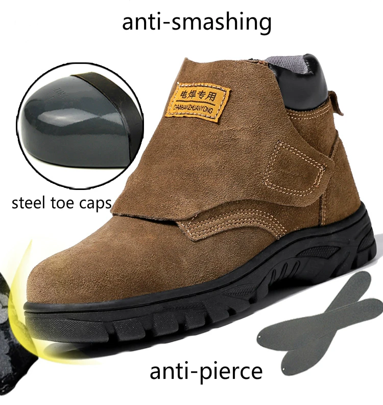 Мужская модная рабочая обувь со стальным носком большого размера; обувь для электросварки; Демисезонные ботинки из натуральной кожи на платформе