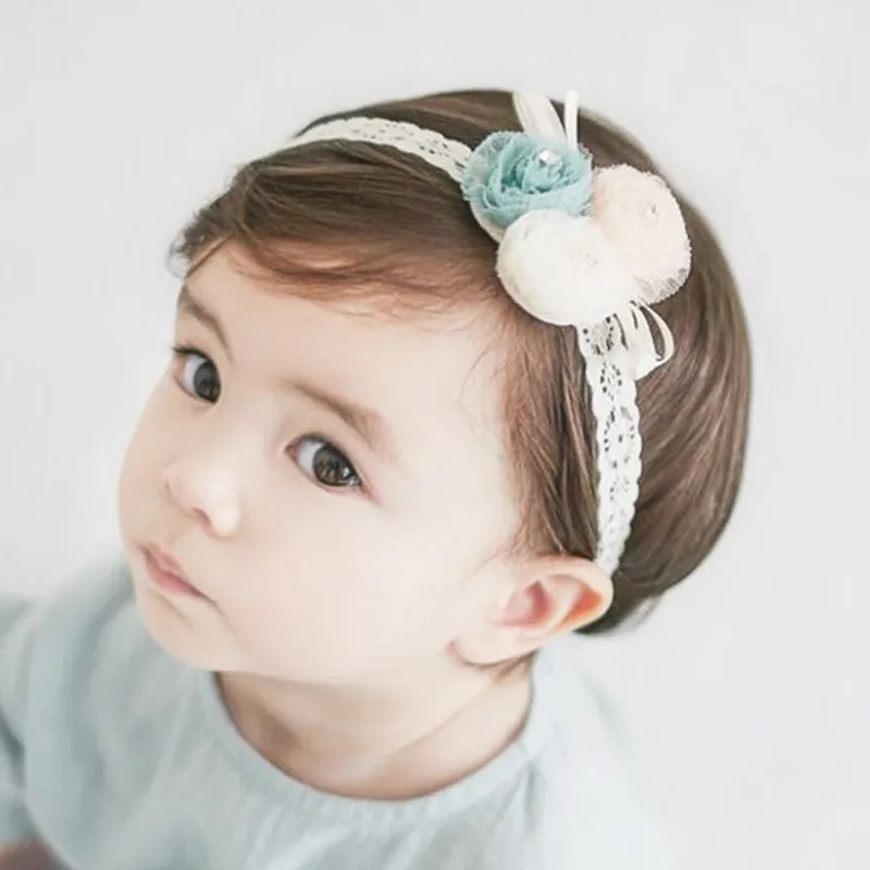 

Hot 1pcs Baby Girls Soft Lace Mesh Flowers Princess Hair Accessories New Kids Children Cute Elastic Party Wedding Headdress