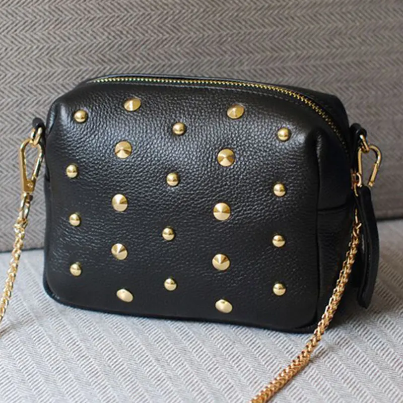 Lowest price ! New fashion Rivet women shoulder handbag PU leather Crossbody bag designer vintage women mini chain messenger bag