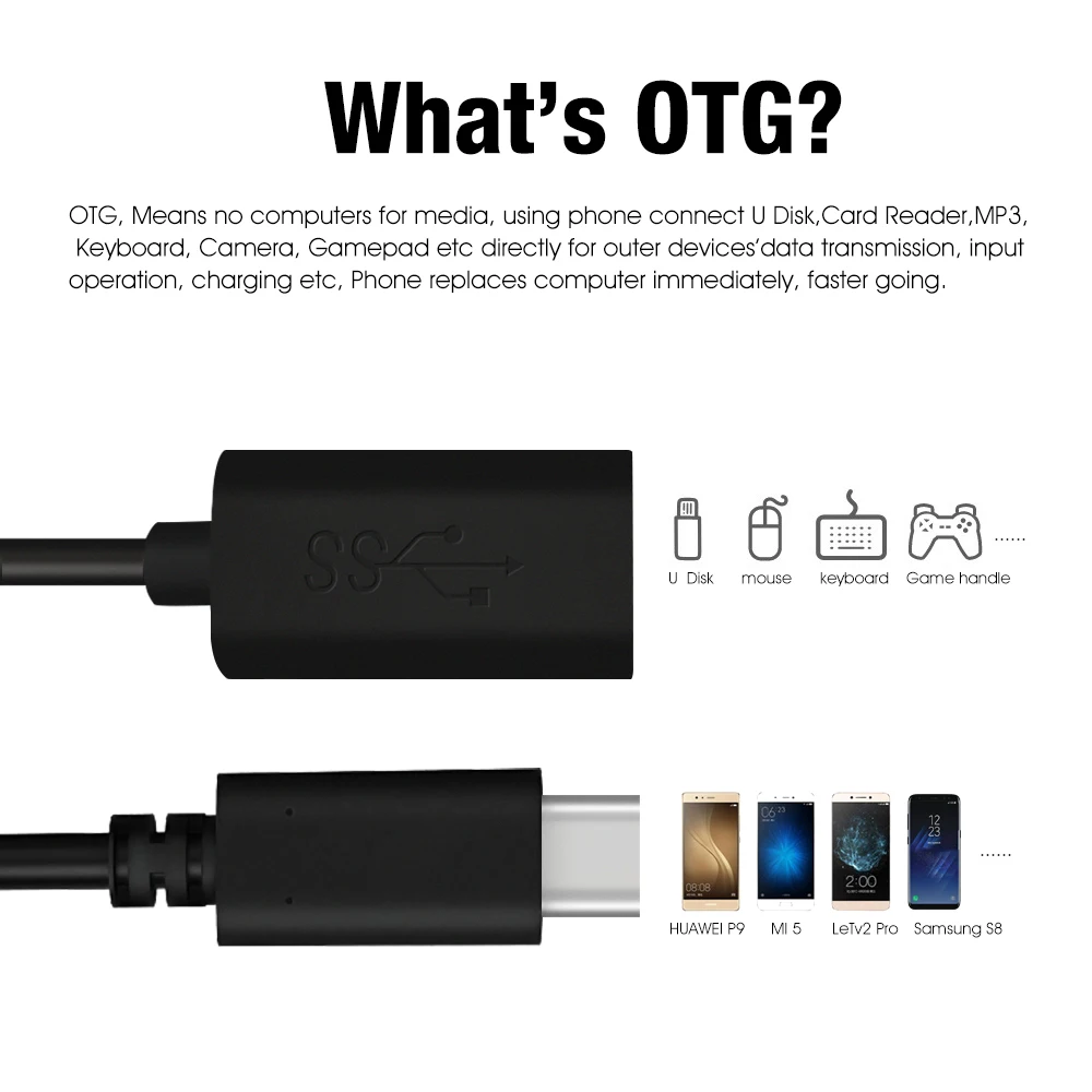 Функция OTG USB C кабель адаптер Тип C к USB 3,0 A Женский OTG кабель USB-C адаптер для MacBook huawei samsung ссылка USB диск