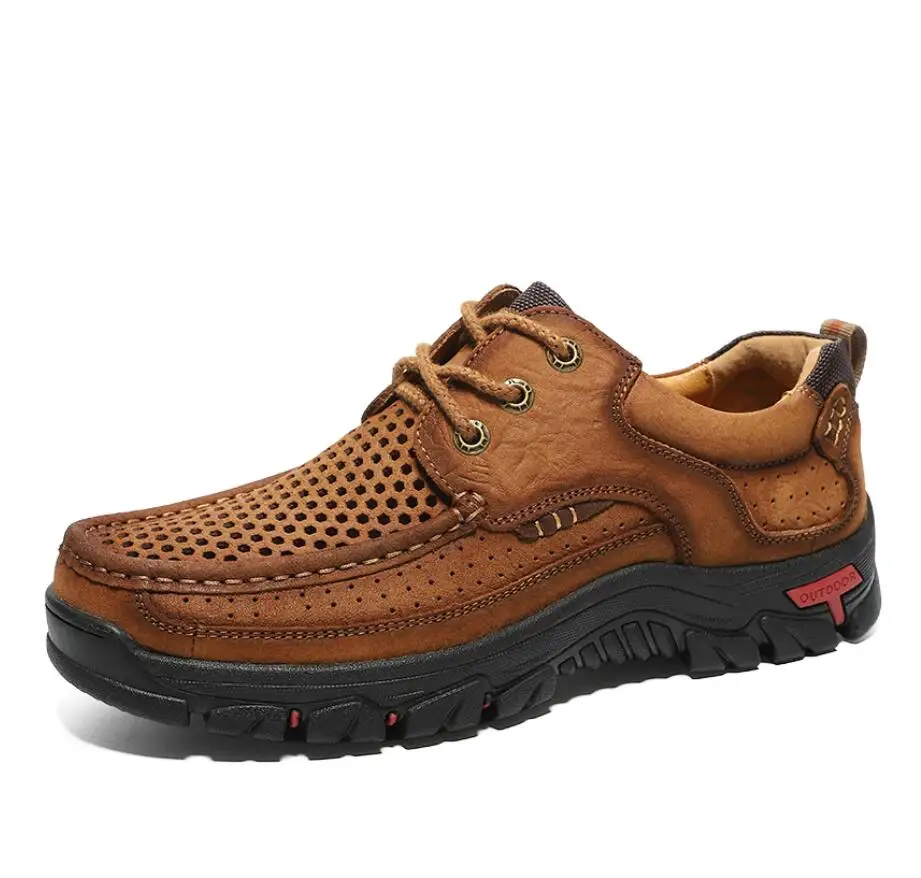 Натуральная кожа мужская обувь на плоской подошве повседневная обувь в деловом стиле официальные Лоферы мягкие мокасины ручной работы на шнуровке Вождение мужской обуви - Цвет: Brown lace