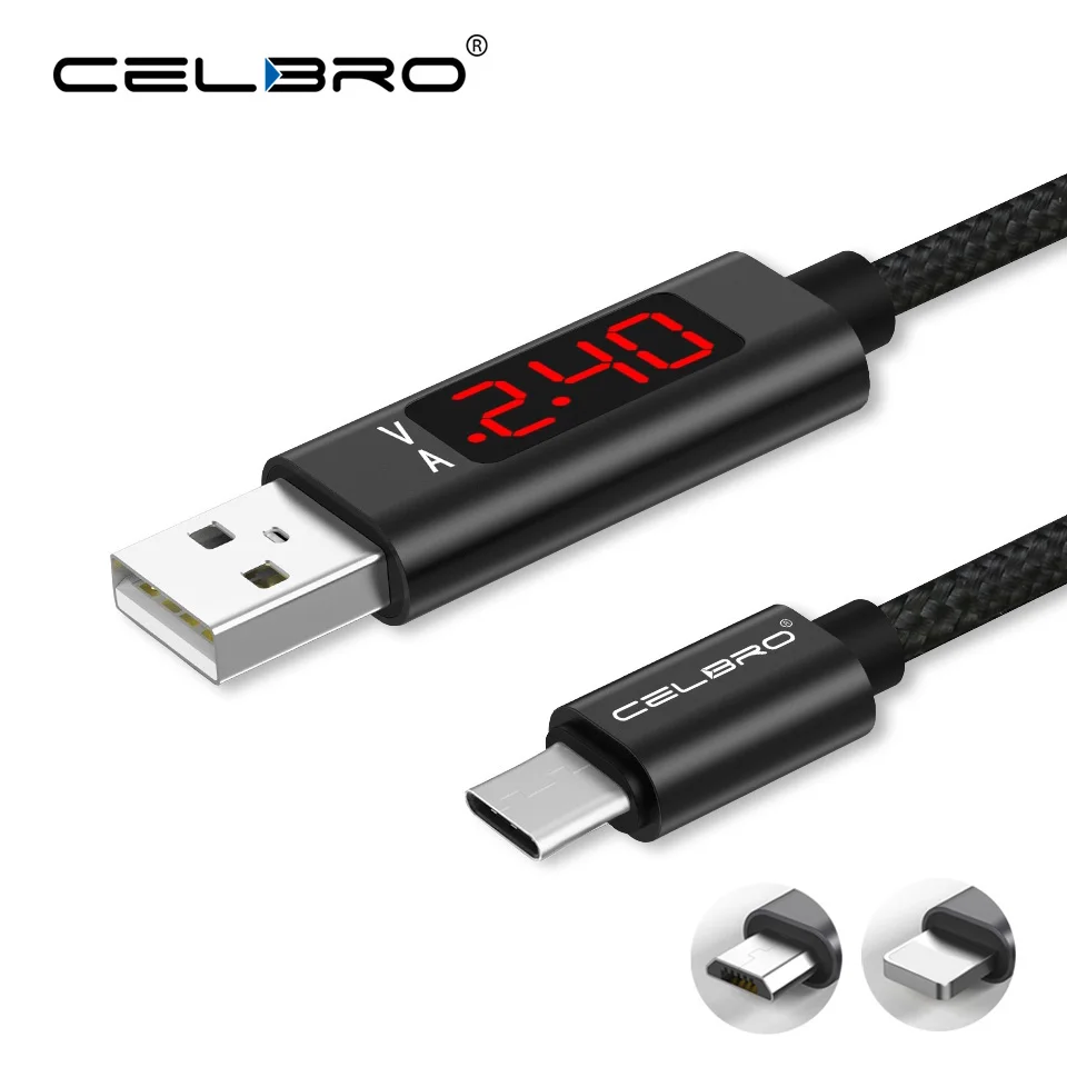 Кабель для зарядки и передачи данных с ЖК дисплеем кабель Micro USB Type C huawei p40 lite p30 pro