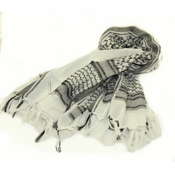 

Military Tactical Keffiyeh Shemagh Arab Scarf Shawl Neck Cover Head Wrap White 100% Cotton Winter Scarves for Outdoor Hiking
