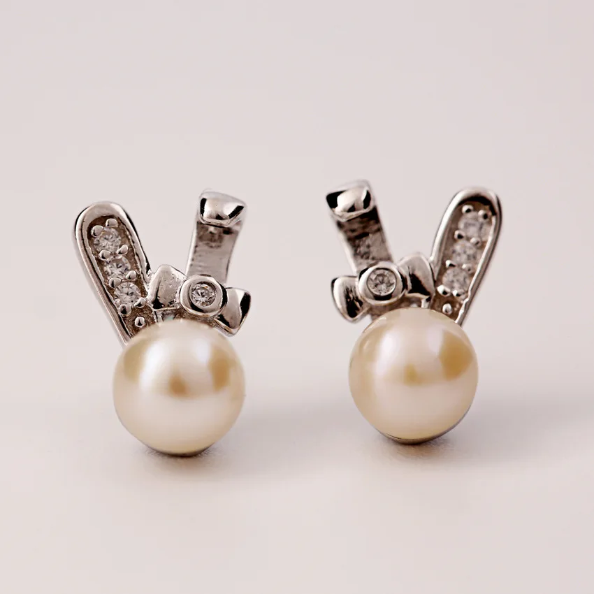 rabbit bow CZ 100% 925 Sterling silver Jewelry fashion Hypoallergenic Stud earrings for women gift