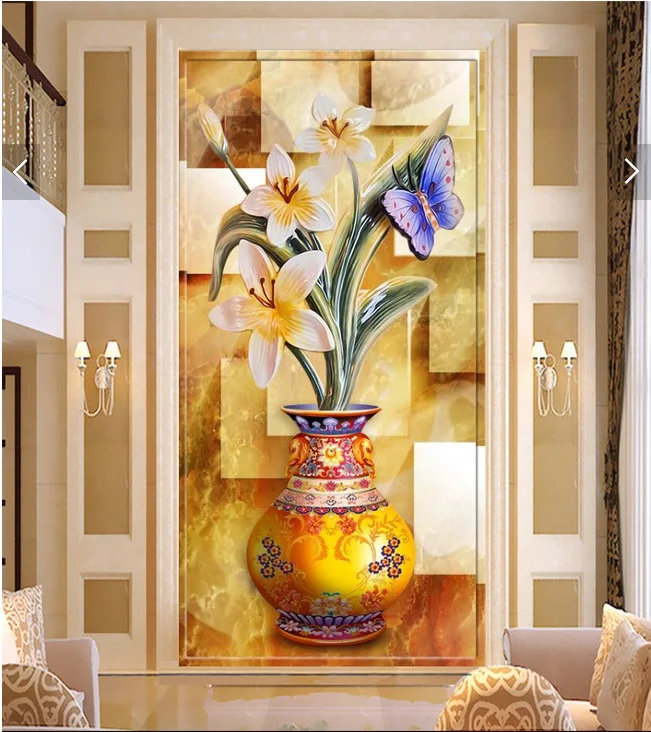 

3d wallpaper custom photo magnolia flower vase porch painting background 3d walls murals wallpaper for living room home decor