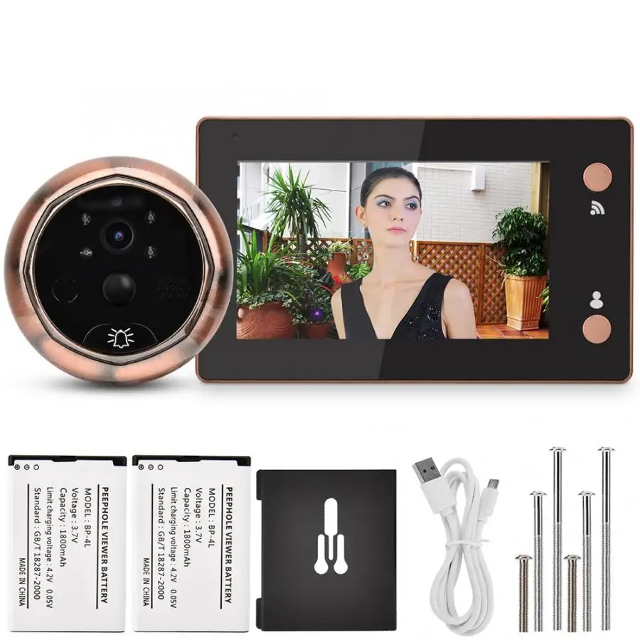 

4.3Inch Door Camera 720P HD WIFI Peephole Door Viewer Camera Monitor Video Doorbell Kit Motion Detection Infrared Night Vision