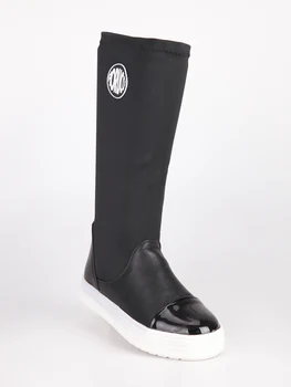 

High boots fabric and faux leather-Black