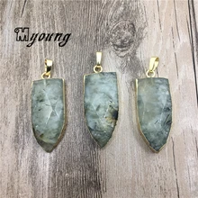 Shield Shape Faceted Fluorite Pendant ,Arrowhead Green Crystal Charm For DIY Jewelry MY1772