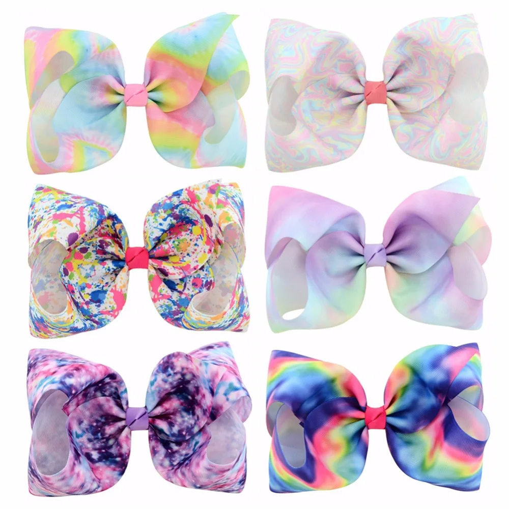 

Fashion 8 Inch printed Large Bow Clip Butterfly Polka Dots Rainbow Hairpin Big Hair Clip Handmade Hair Accessories For Girls 826