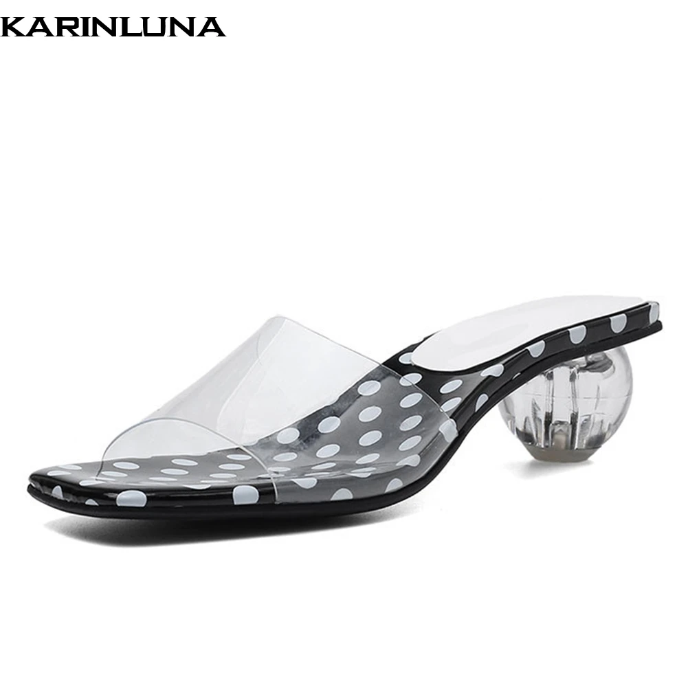 

Karinluna Fashion women's mules shoes ladies TPU polka dot women shoes woman casual party outside summer slippers sandals