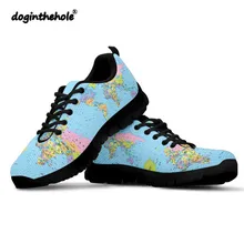 Doginthehole Для женщин прогулочная обувь география печати Спортивная обувь женщина Фитнес сетчатые кроссовки легкие туфли; Chaussure Femme