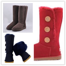 Женские ботинки; австралийская зимняя обувь; женские ботинки; кожаные сапоги до колена на пуговицах; зимние сапоги до бедра; женская обувь; Австралийский мех; большие размеры; sz