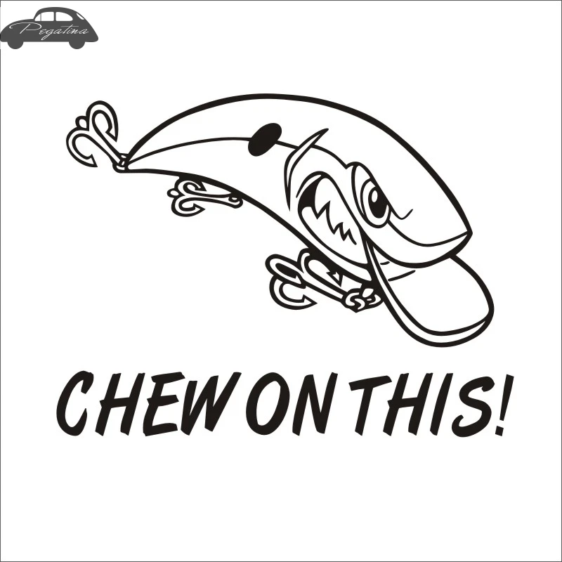 Pegatina Fish Chew On This Hunter Decal Angling Tackle Shop Hollow Sticker Fishing Boat Car