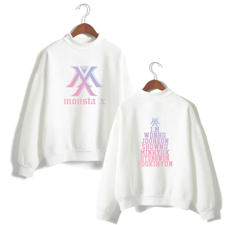 2018 harajuku MONSTA X хлопковые толстовки без шапочки женские мужские пуловеры Kpop