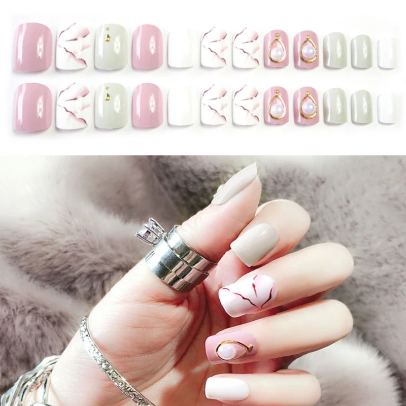 

24pcs Nail Tip Artificial False Acrylic Design Fake French Full Nails Art S11