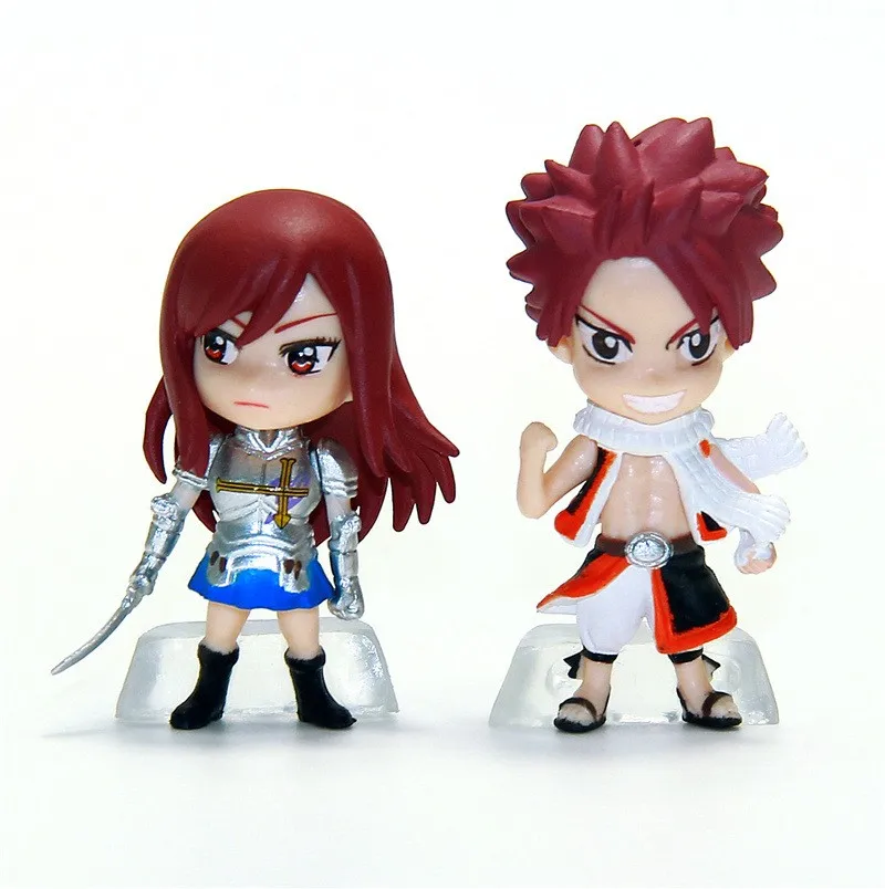 Anime Fairy Tail Figuras Toys Natsu Happy Lucy Gray Elza Fairy Tail Keychain  Action Figures Model Dolls Brinquedos Gift 6pcslot  (6)