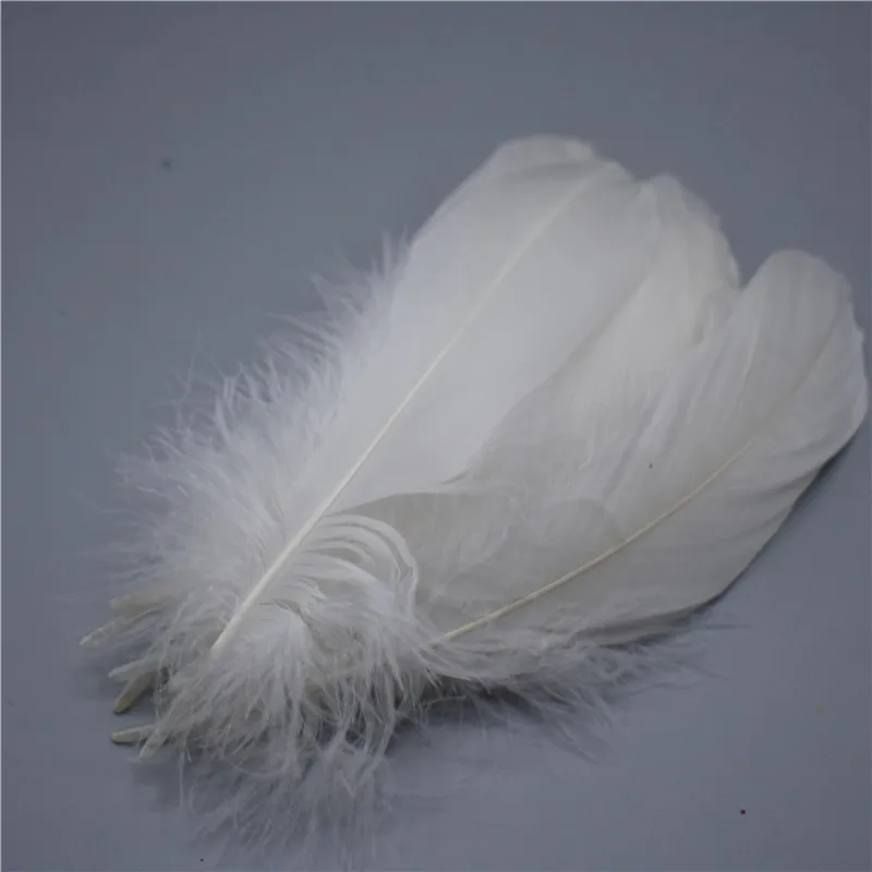 Цветные 100 шт, качественные натуральные гусиные перья 5-7 дюймов/13-18 см, самодельные Украшения, перо, 18 цветов - Цвет: White