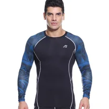 Мужская С Длинным Рукавом Фитнес-Тренировки Рубашки Сжатия быстросохнущие Сверхлегкий Сыпь Гвардии Тренажерный Зал Бег Тренировки Топы Рубашки