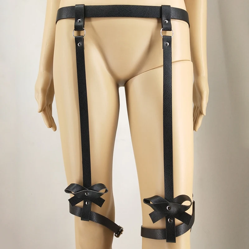 

HOT Sale Sexy Harajuku Handmade Punk Rock Goth Bow Garter Belts Leg Ring Suspenders Straps Detachable O-ring Leg Harness