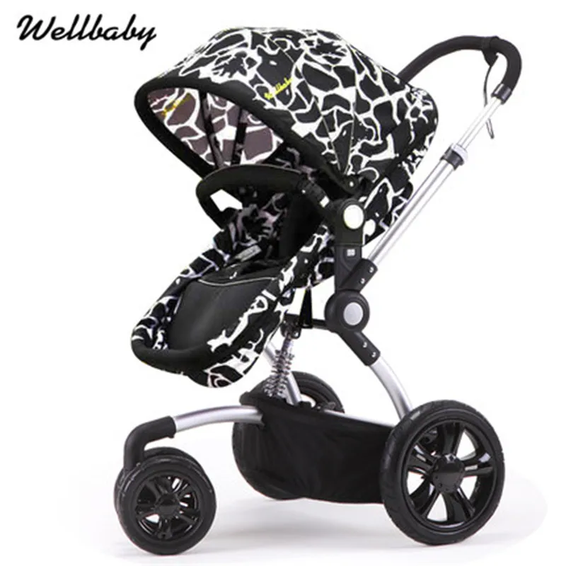 

European three-wheeled aluminum alloy detachable foldable two-way seat sleeping basket integrated baby umbrella