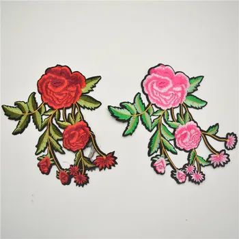 

10pcs hot sale Red Green Flower Patch Embroidered Floral Patches Iron on/sew on Applique Lace Venise