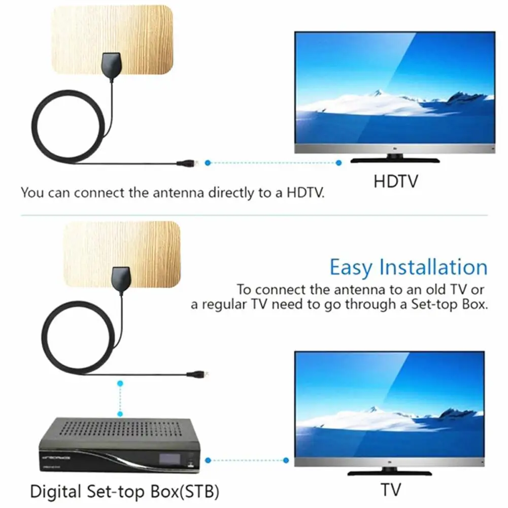 200 Miles цифровая ТВ антенна 1080P внутренний, HDTV деревянные зерна антенны DVB-T/T2 DVBT2 UHF VHF D ТВ с антенный усилитель