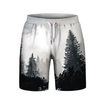 Лето Мужская мода хип хоп печати Темное Небо лес 3D дышащий полиэстер повседневное пляжные шнурок длиной до колена свободные шорты