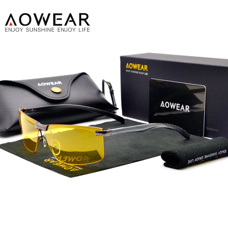 

AOWEAR HD Night Vision Glasses for Night Driving Safety Car Driver Goggles Anti-Glare Yellow Sunglasses Men Polarized Eyewear