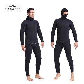 

Sbart Mens Fullbody 5mm Neoprene Wetsuit All Black Winter Thicken Thermal Diving Suit Deep Dive Two Pieces Wet Suit Spearfishing